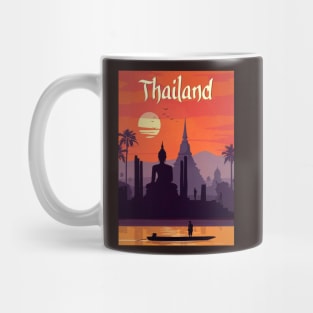 Thailand Angor Wat and Buddha Travel and Tourism Poster Print Mug